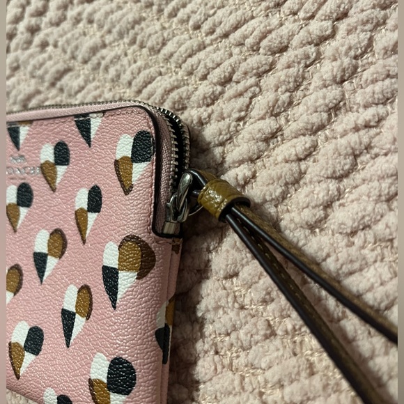 Coach Check Heart Corner Zip Wristlet Purse - Picture 5 of 6